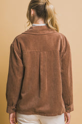 Corduroy Button Up Jacket with Sherpa Inside Love Tree